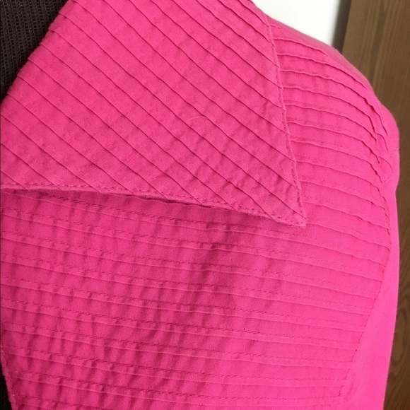 Ravel Large brighter pink cut out neckline long sleeve button down - Picture 6 of 14